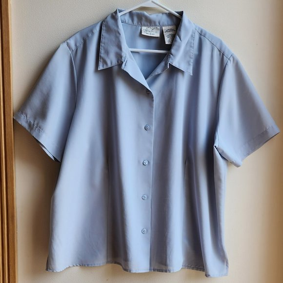 Kathie Lee Collection Tops - Kathie Lee Collection Vintage Blue Shortsleeve Button Down Blouse Size 22W/24W